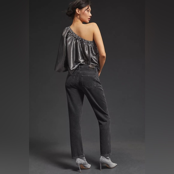 PAIGE Black High-Rise Straight Leg Jeans - Picture 3 of 3